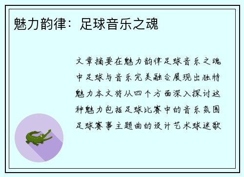 魅力韵律：足球音乐之魂